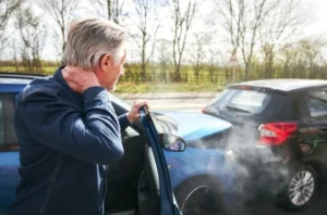 Person in car accident. Demonstrates time Skiber Law can help when an accident happens.